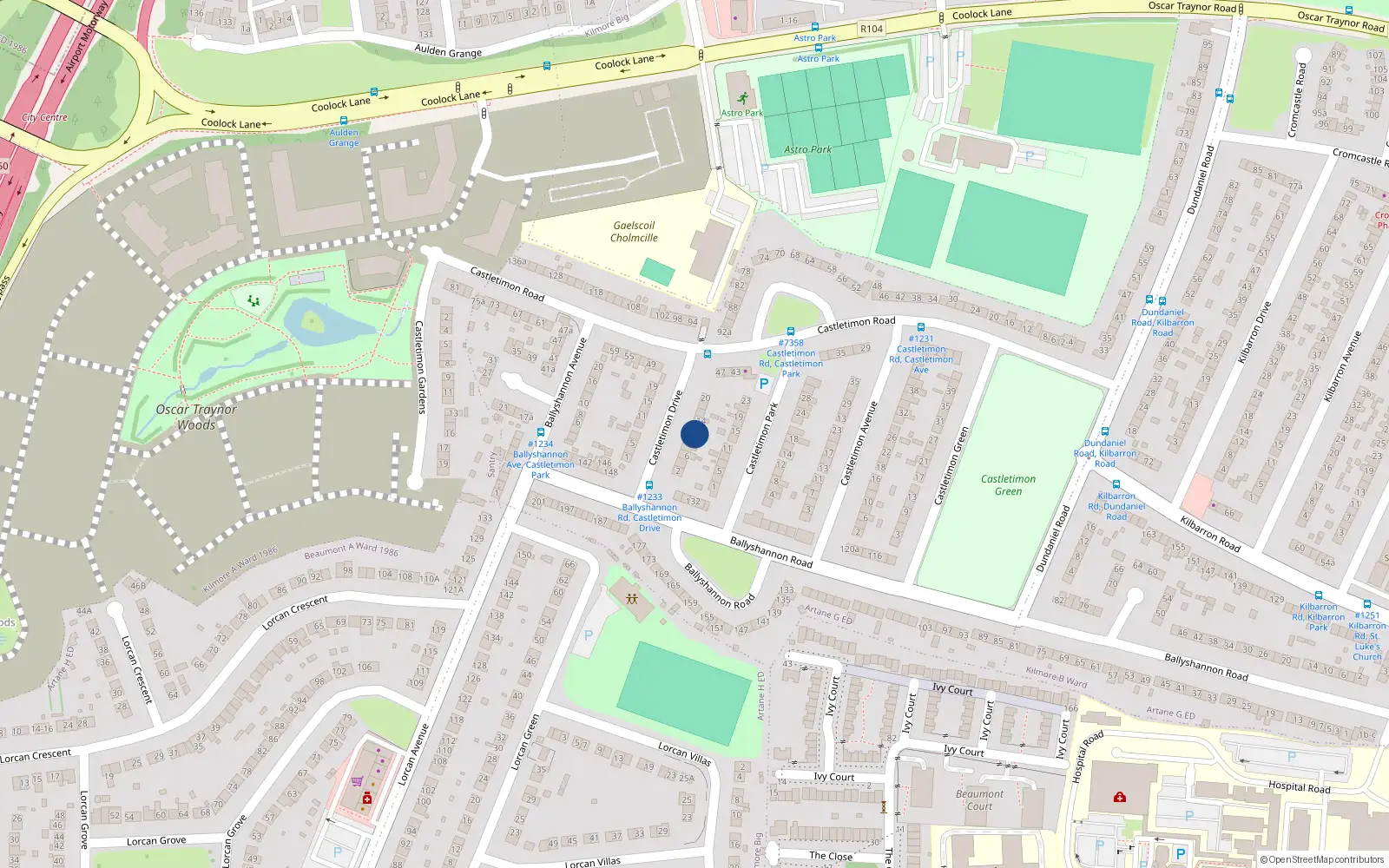 Overhead map showing the location of 10 Castletimon Drive, Dublin 5