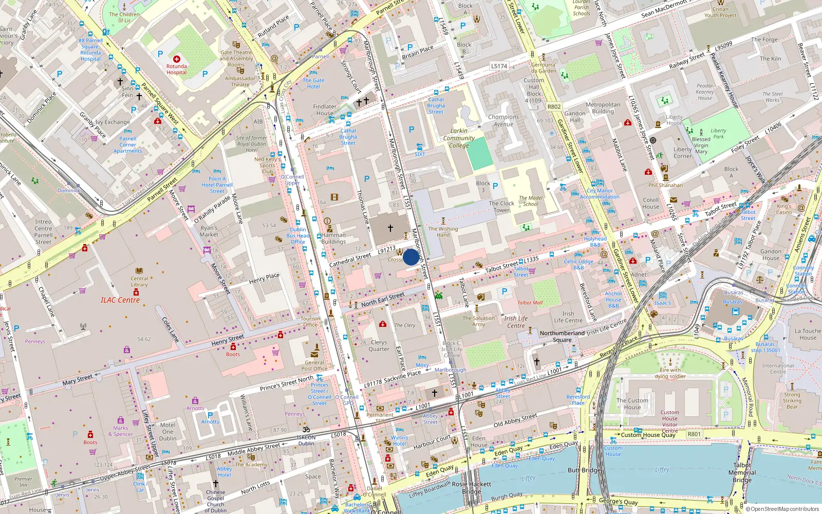 Overhead map showing the location of 10 Cathedral View, 85 Marlborough Street, Dublin 1