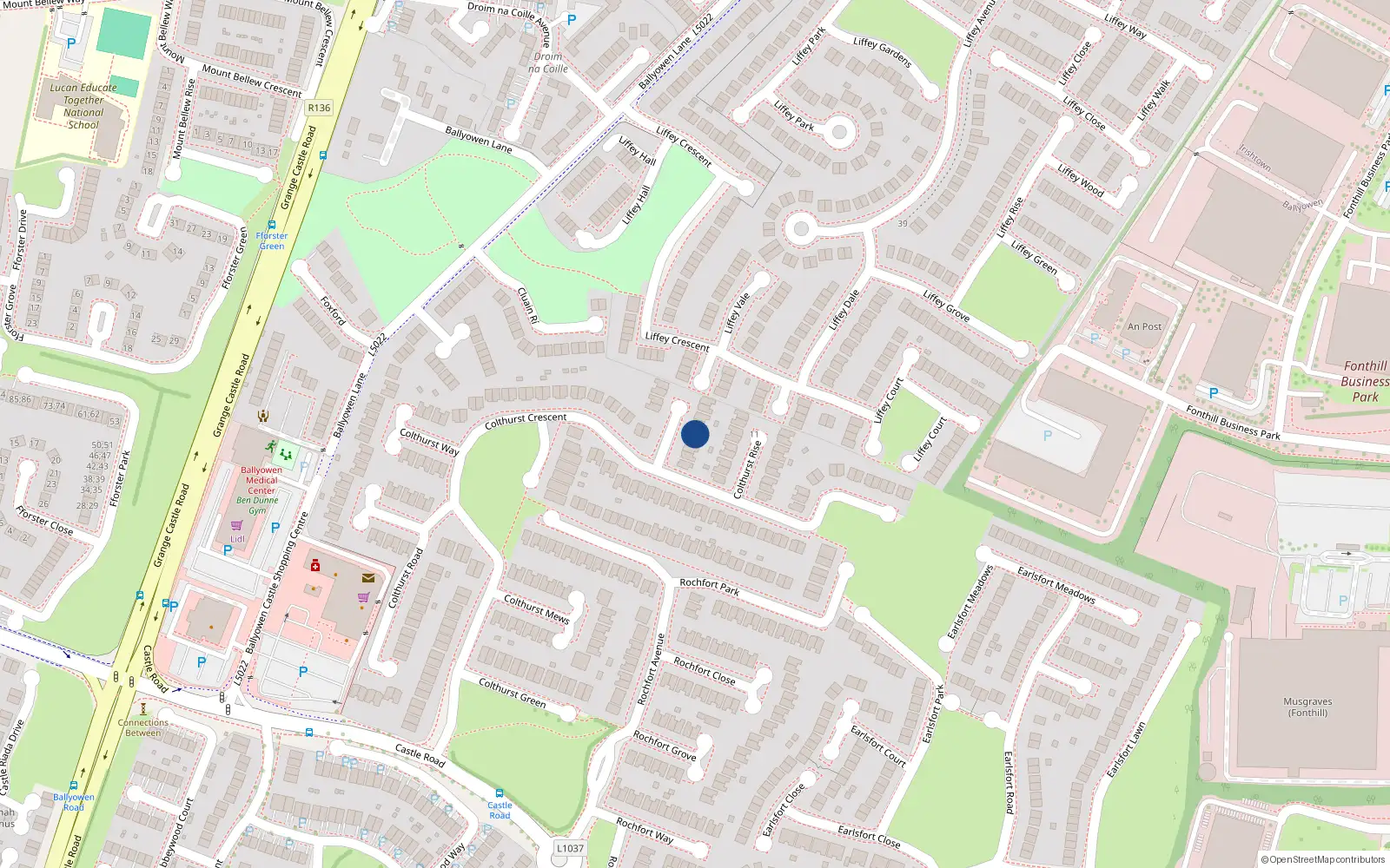 Overhead map showing the location of 10 Colthurst Gardens, Lucan
