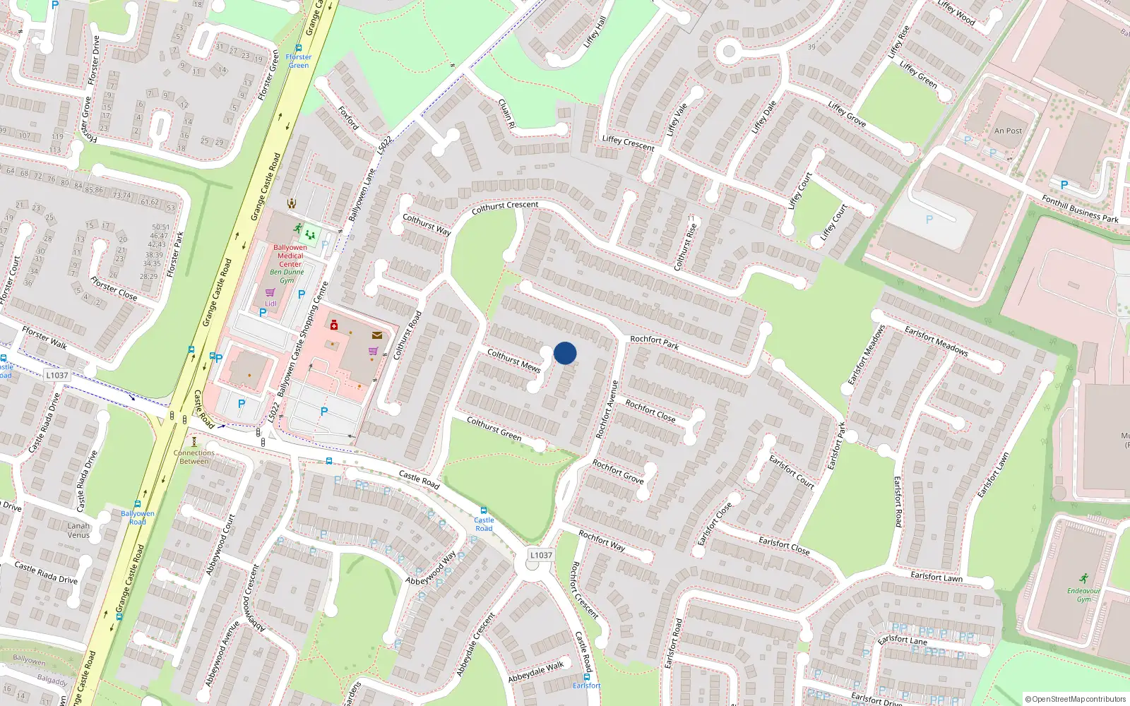 Overhead map showing the location of 10 Colthurst Mews, Huntington Glen, Lucan