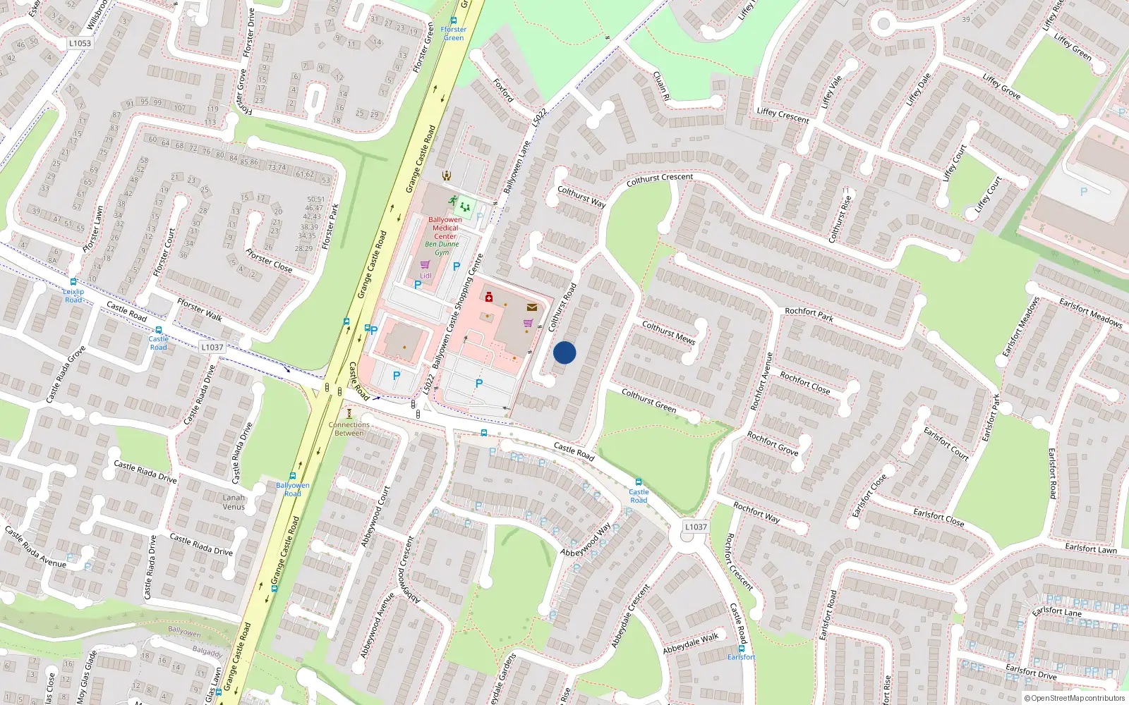Overhead map showing the location of 10 Colthurst Road, Lucan