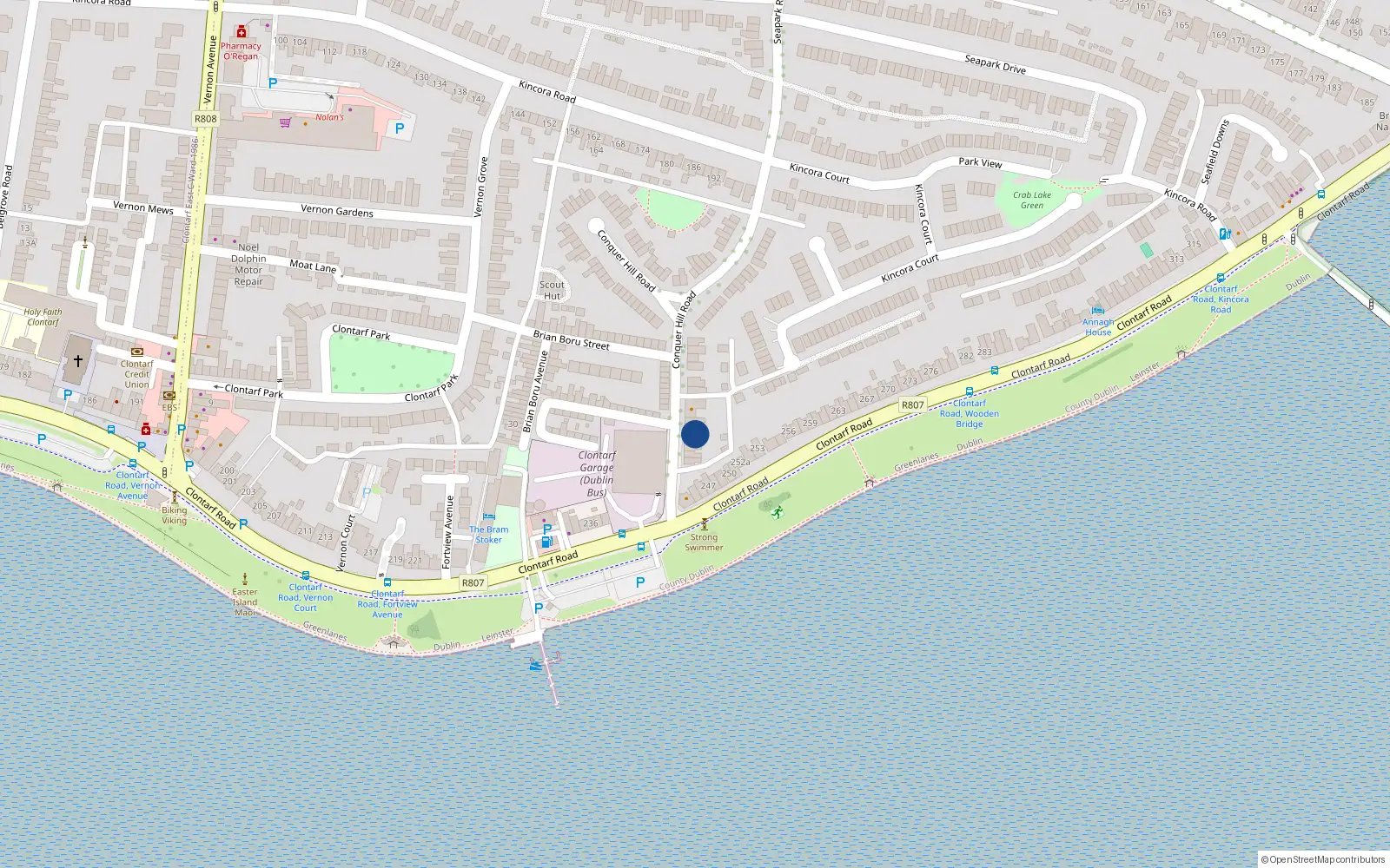 Overhead map showing the location of 10 Conquer Hill Road, Dublin 3