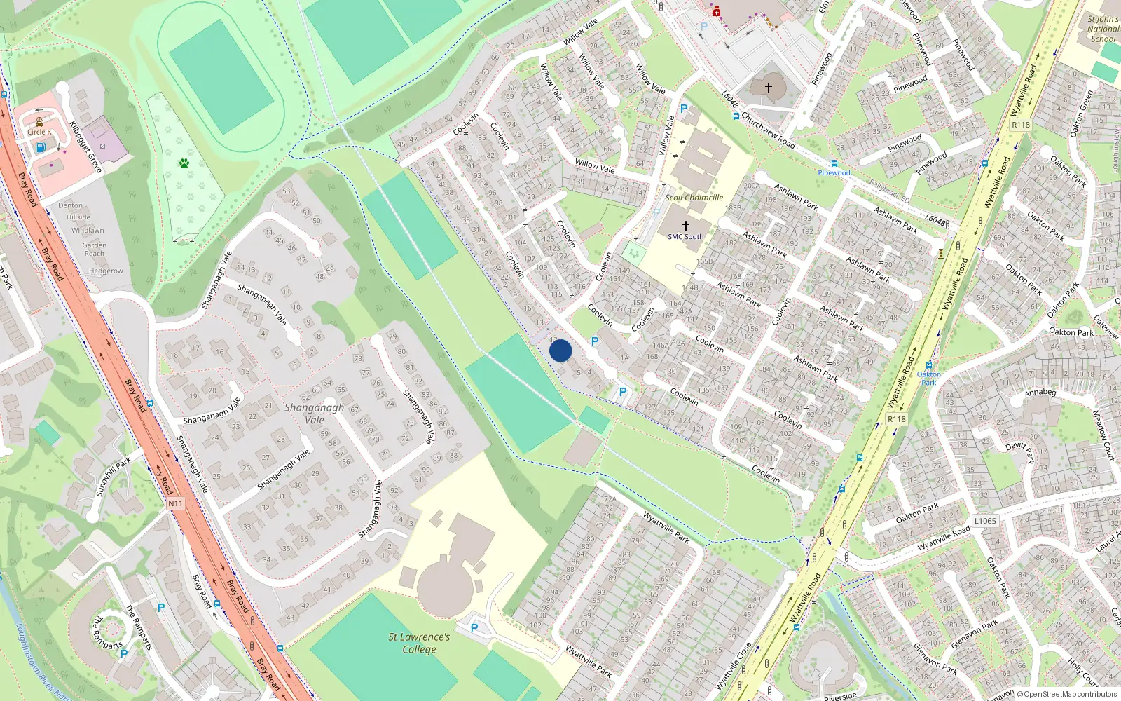 Overhead map showing the location of 10 Coolevin, Ballybrack