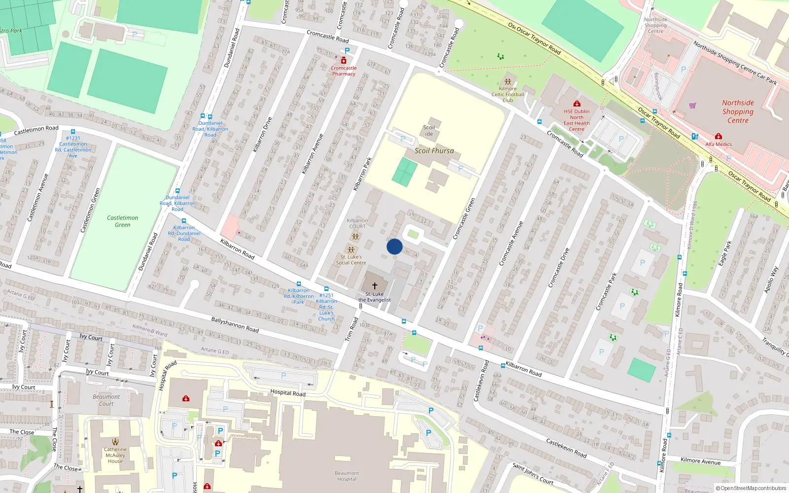 Overhead map showing the location of 10 Cromcastle Close, Dublin 5