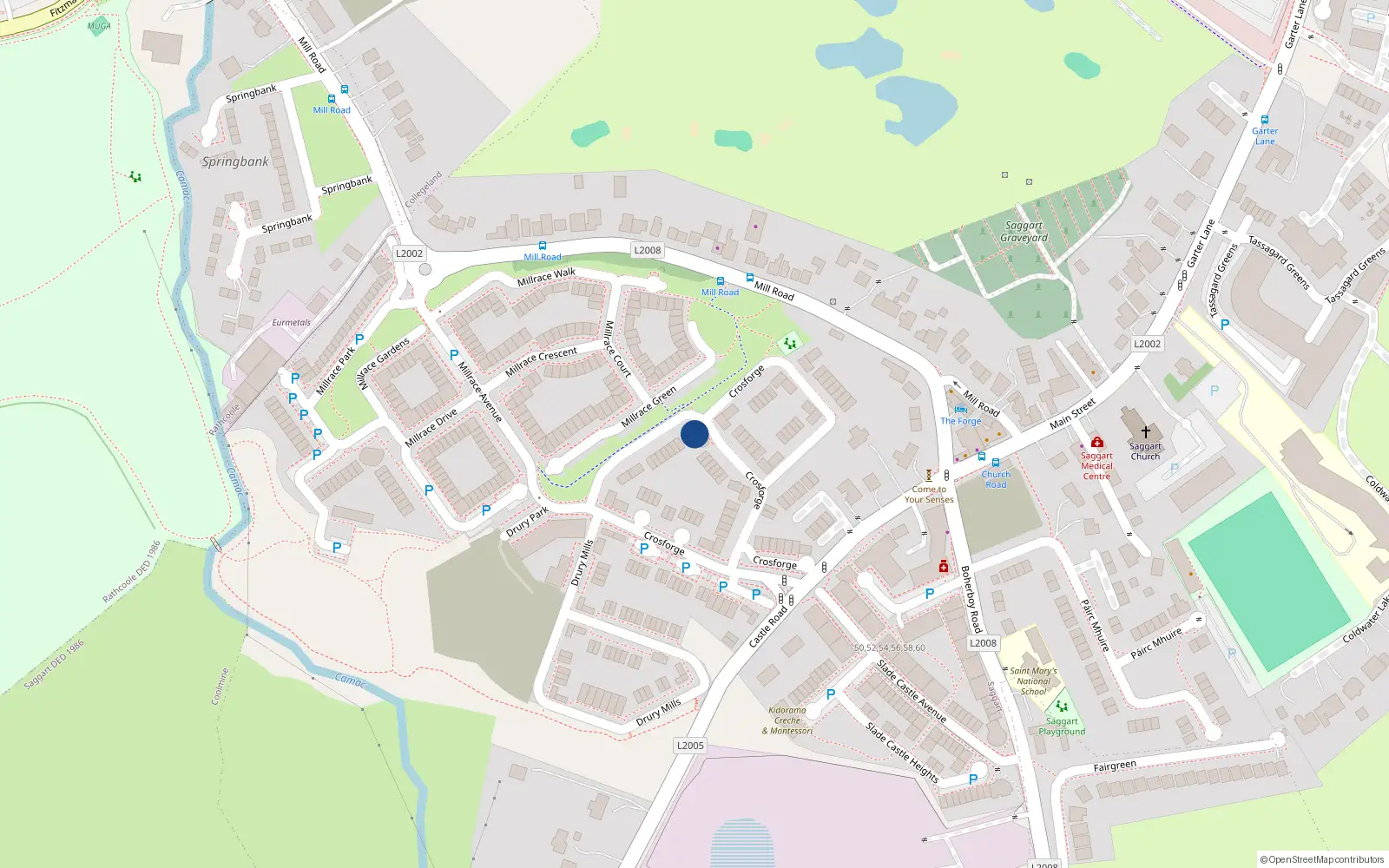 Overhead map showing the location of 10 Crossforge, Saggart, Co Dublin