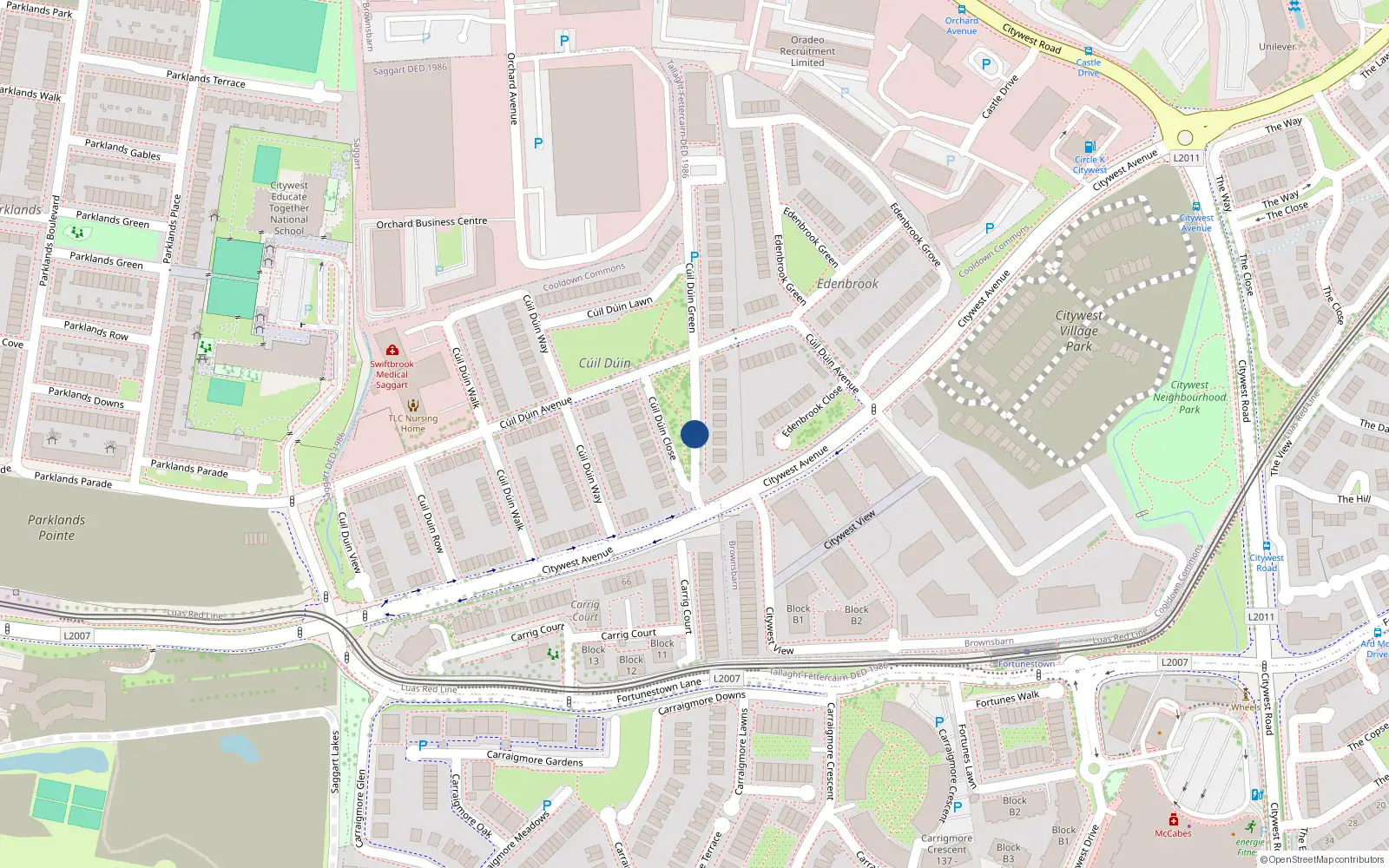 Overhead map showing the location of 10 Cúil Duin Green