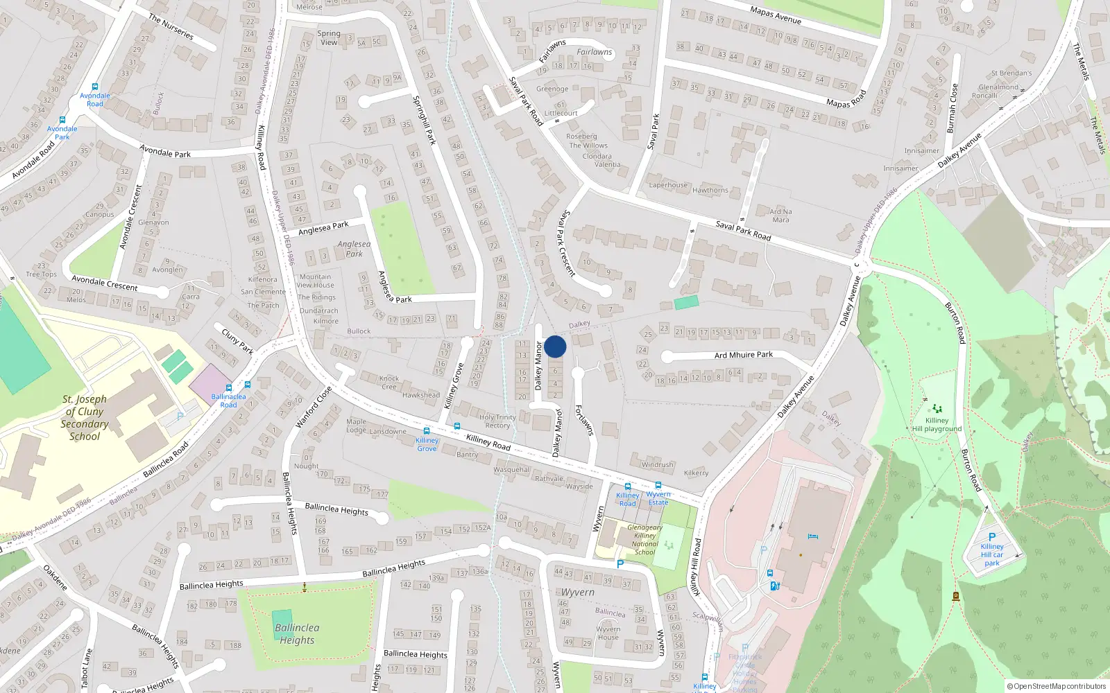 Overhead map showing the location of 10 Dalkey Manor, Dalkey