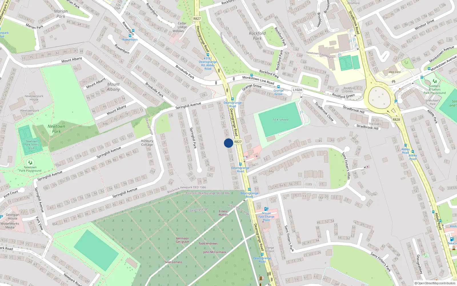 Overhead map showing the location of 10 Deansgrange Road, Kill of the Grange