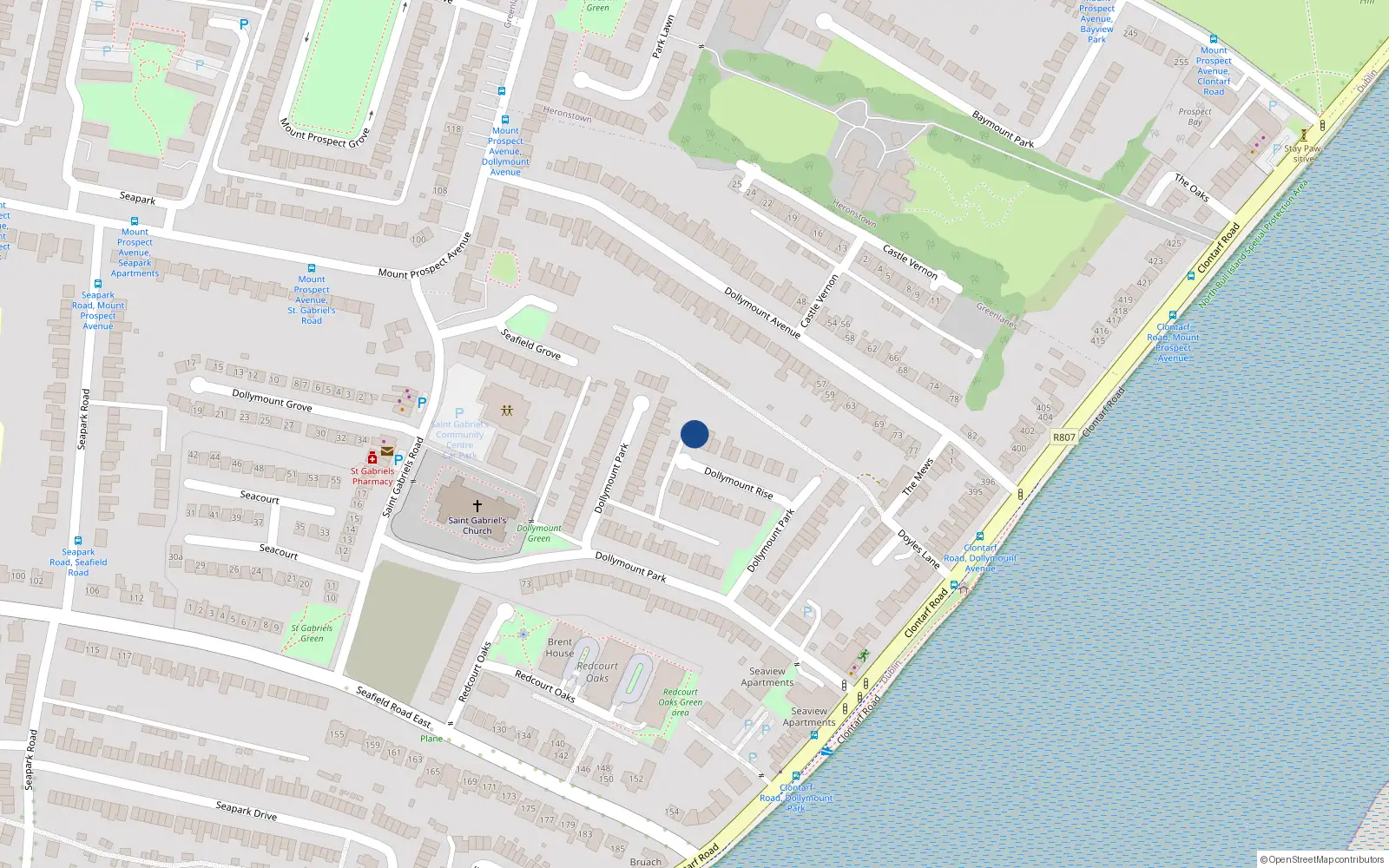 Overhead map showing the location of 10 Dollymount Rise, Dublin 3