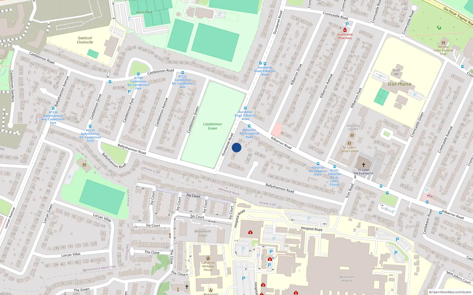 Overhead map showing the location of 10 Dundaniel Road, Kilmore, Coolock Dublin 5
