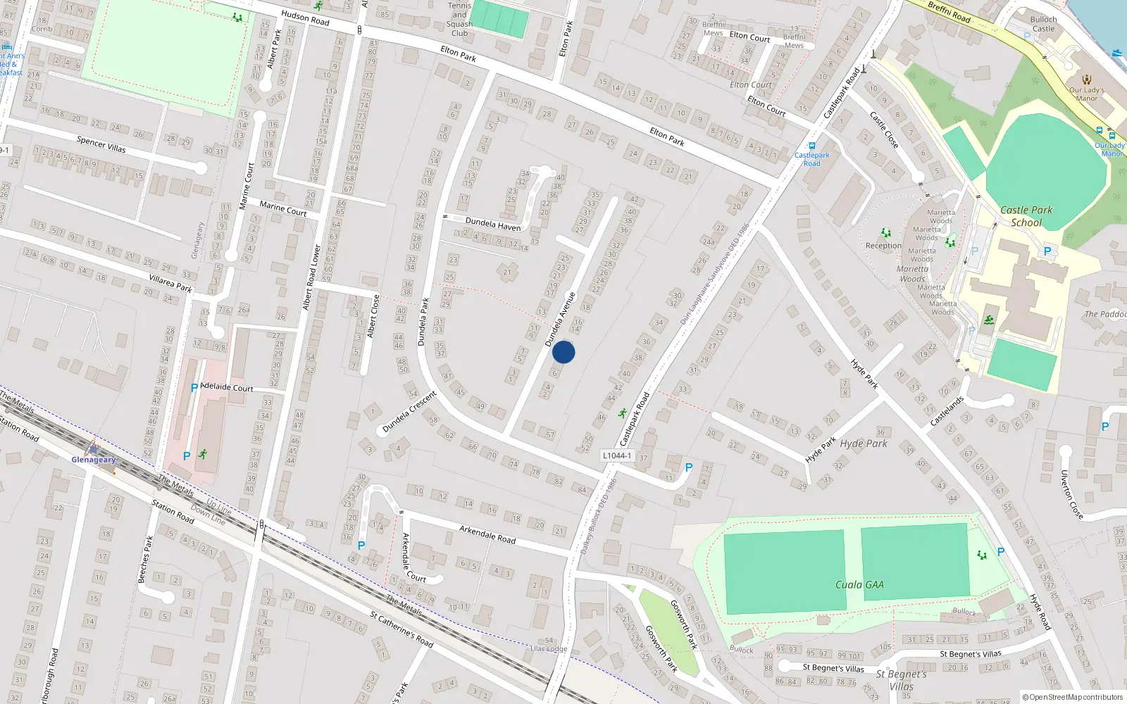 Overhead map showing the location of 10 Dundela Avenue, Dublin