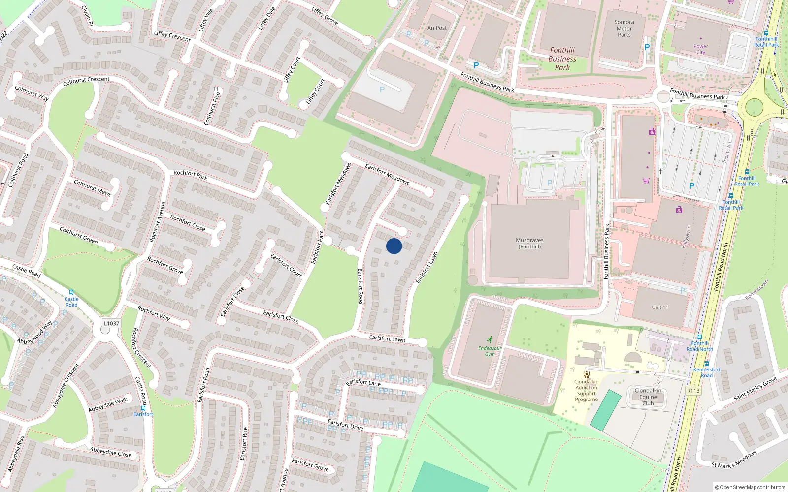 Overhead map showing the location of 10 Earlsfort Gardens, Lucan