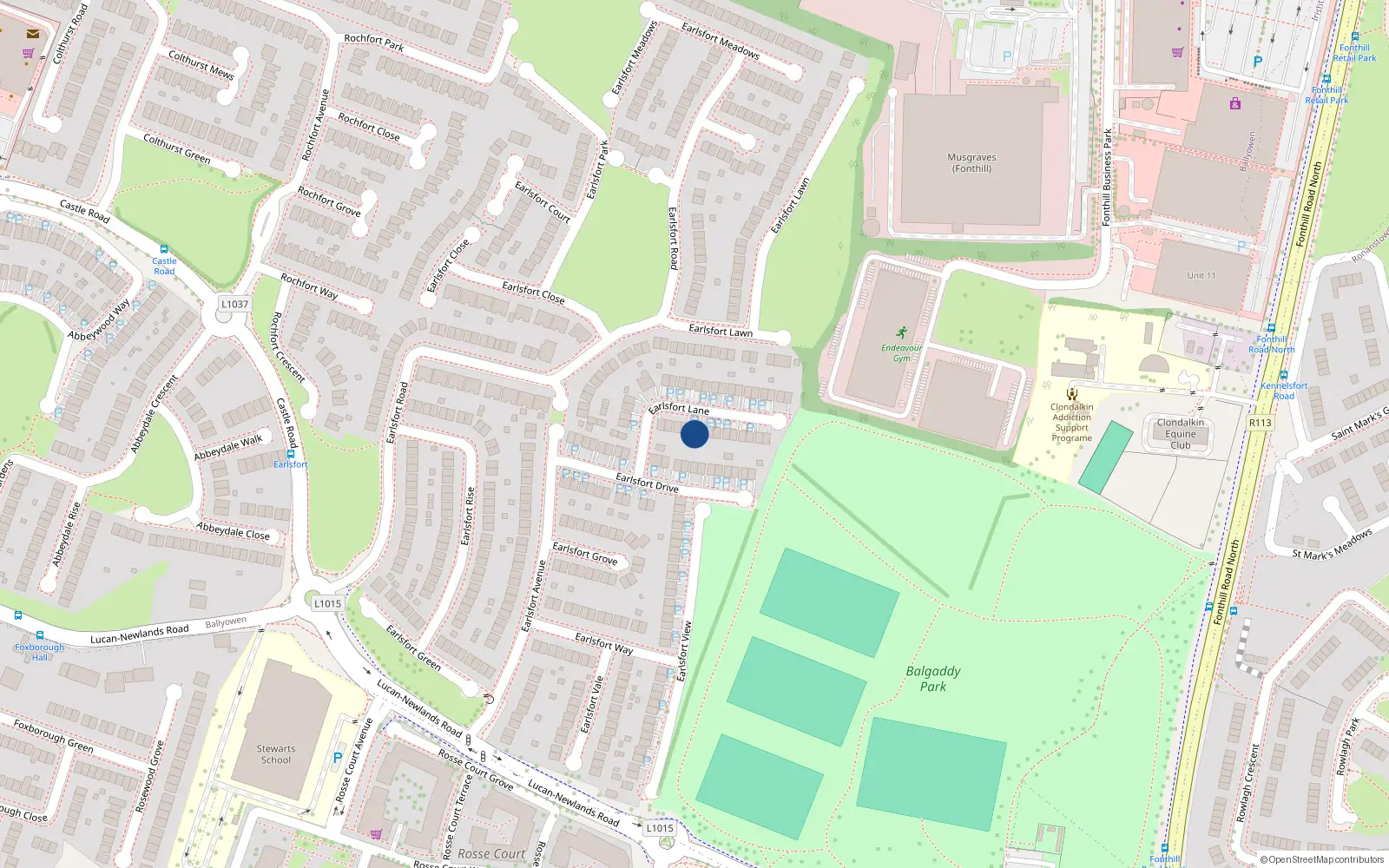 Overhead map showing the location of 10 Earlsfort Lane, Lucan