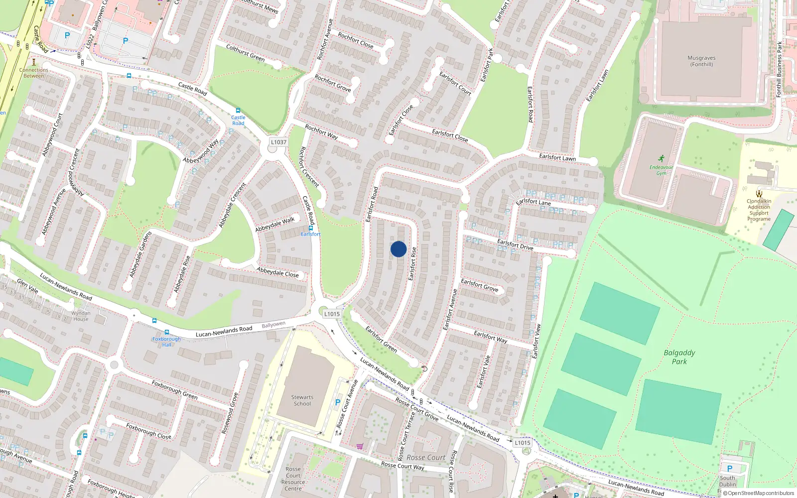 Overhead map showing the location of 10 Earlsfort Rise, Lucan, Dublin
