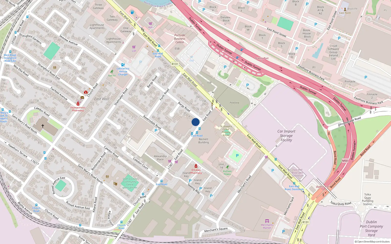Overhead map showing the location of 10 East Road, Dublin 3