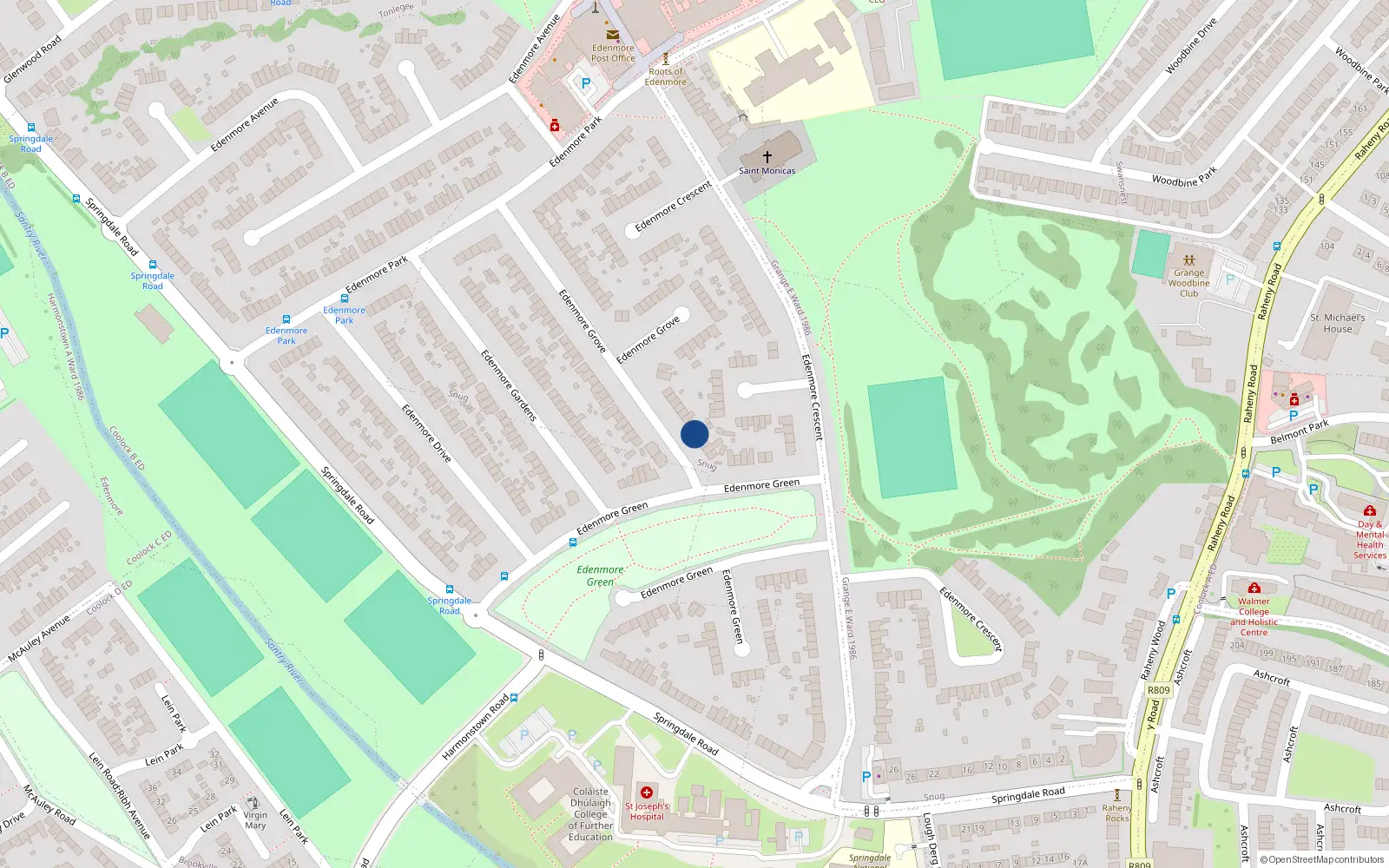 Overhead map showing the location of 10 Edenmore Grove, Raheny, Dublin 5