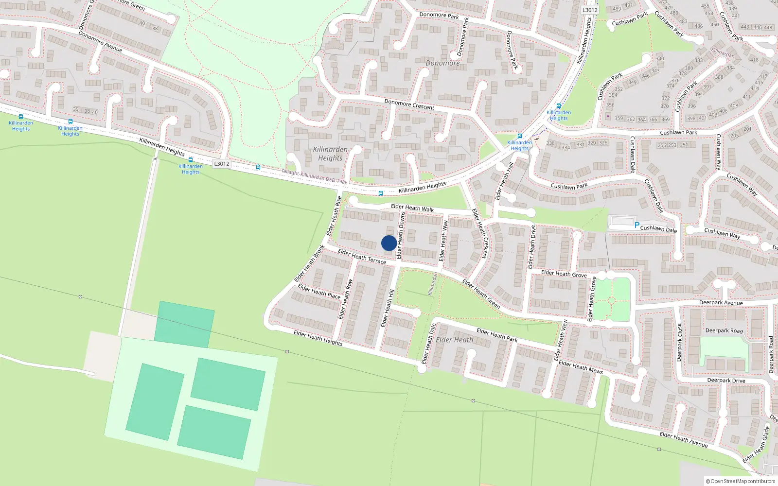 Overhead map showing the location of 10 Elder Heath Downs, Killinardan