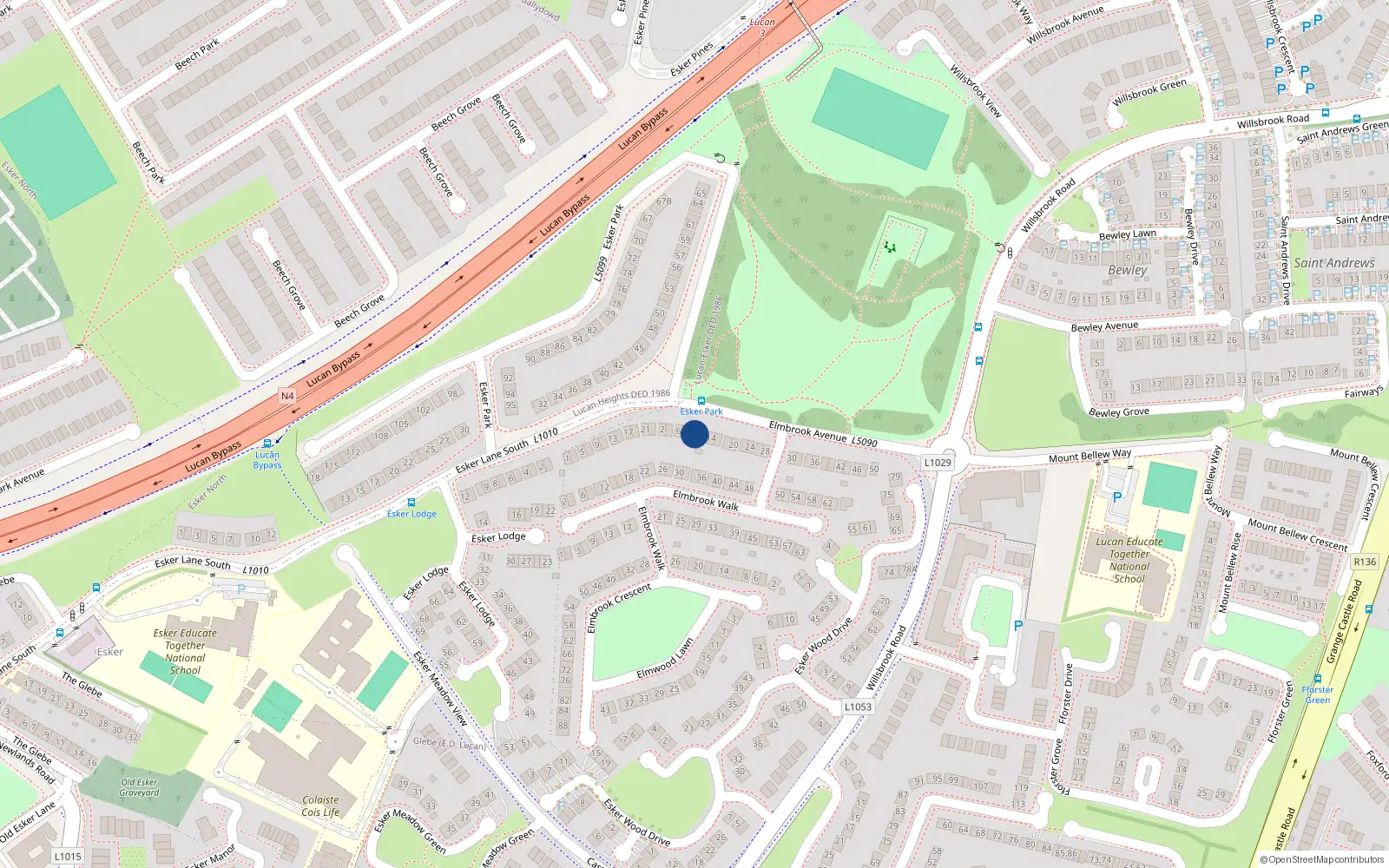 Overhead map showing the location of 10 Elmbrook Avenue, Lucan