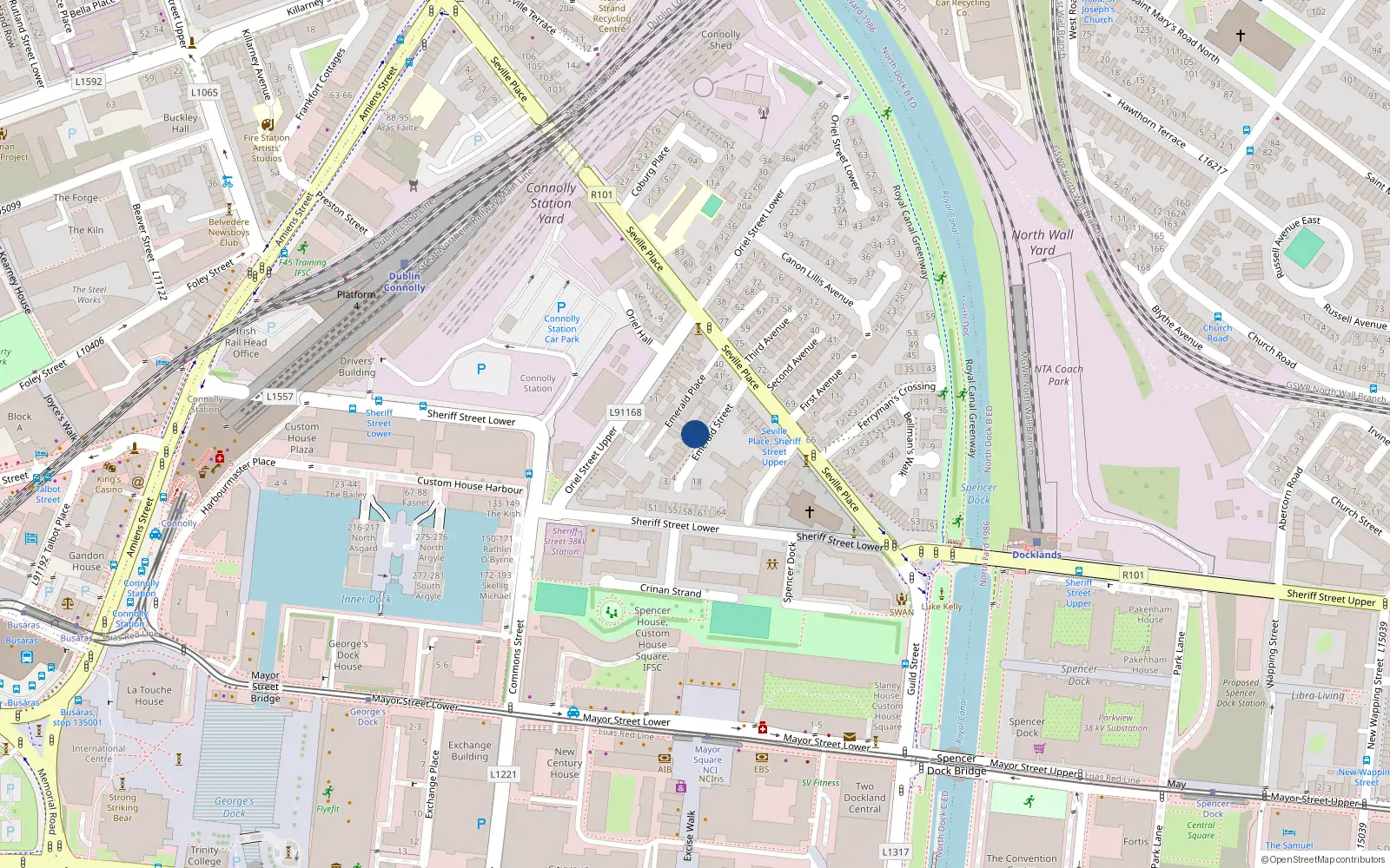 Overhead map showing the location of 10 Emerald Street, Dublin 1