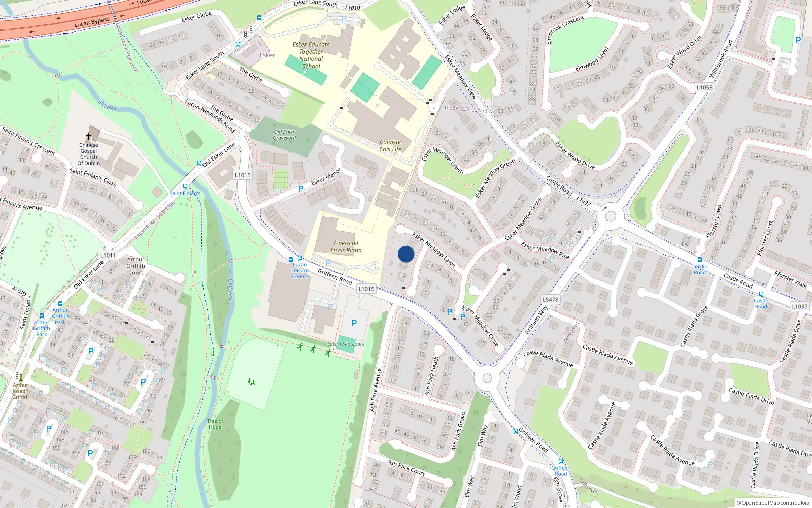 Overhead map showing the location of 10 Esker Meadow Court, Lucan