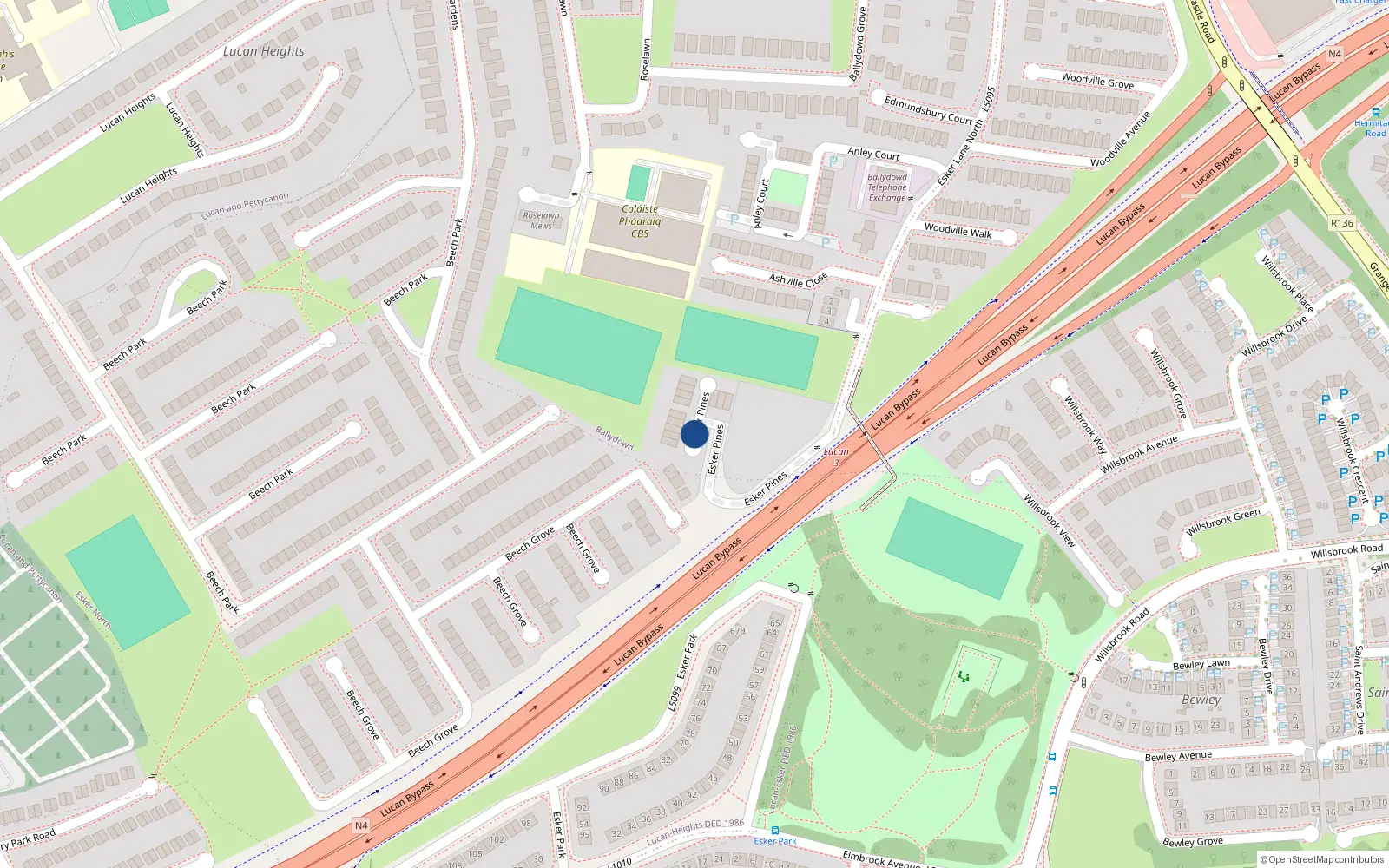 Overhead map showing the location of 10 Esker Pines, Lucan