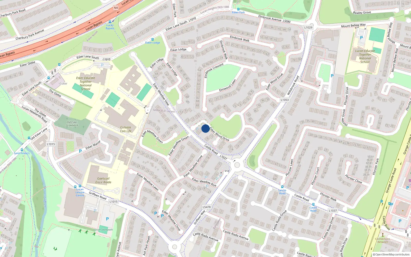 Overhead map showing the location of 10 Esker Wood Drive, Lucan, Co Dublin