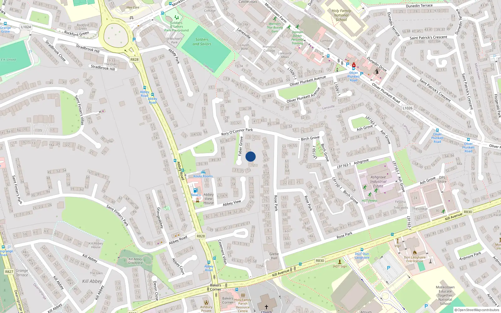 Overhead map showing the location of 10 Faber Grove, Dublin