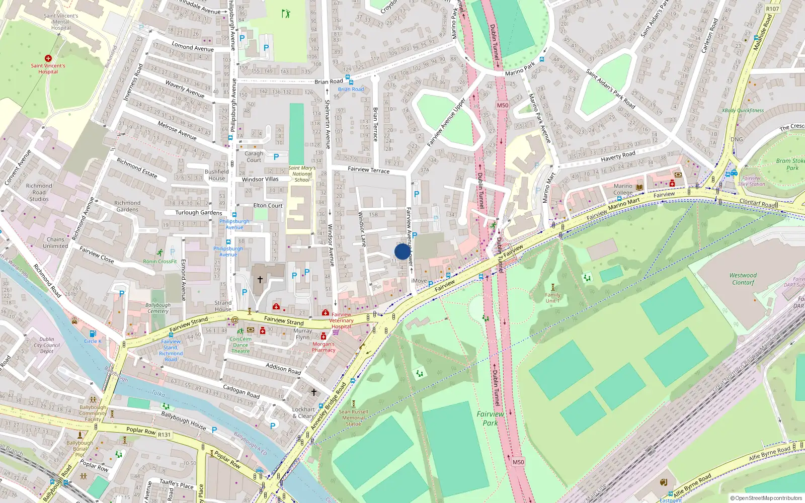 Overhead map showing the location of 10 Fairview Avenue Lower, Fairview