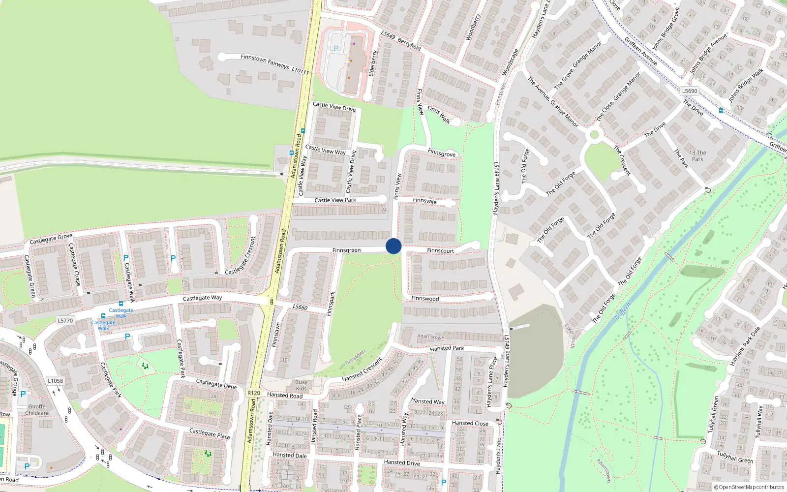 Overhead map showing the location of 10 Finns Court, Finnstown Cloisters, Lucan