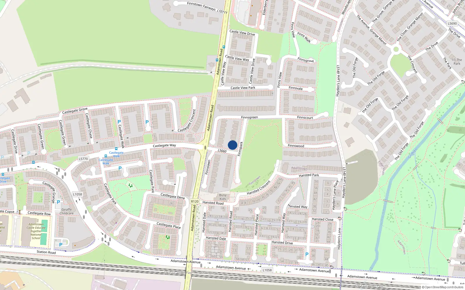 Overhead map showing the location of 10 Finnspark, Lucan
