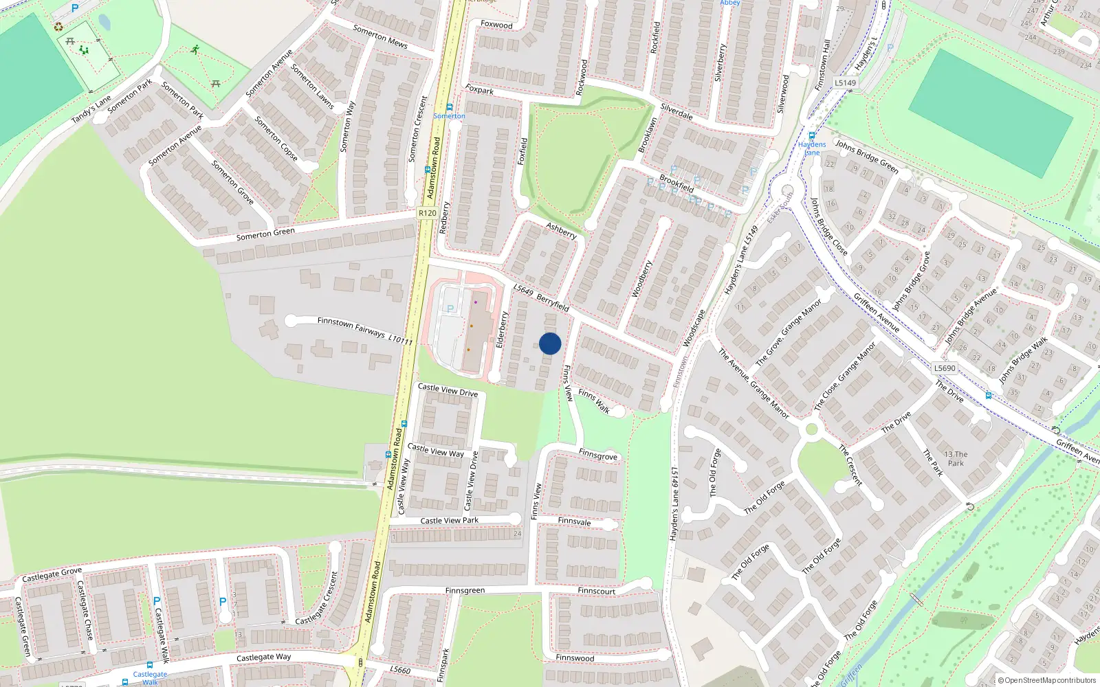 Overhead map showing the location of 10 Finnsview, Lucan