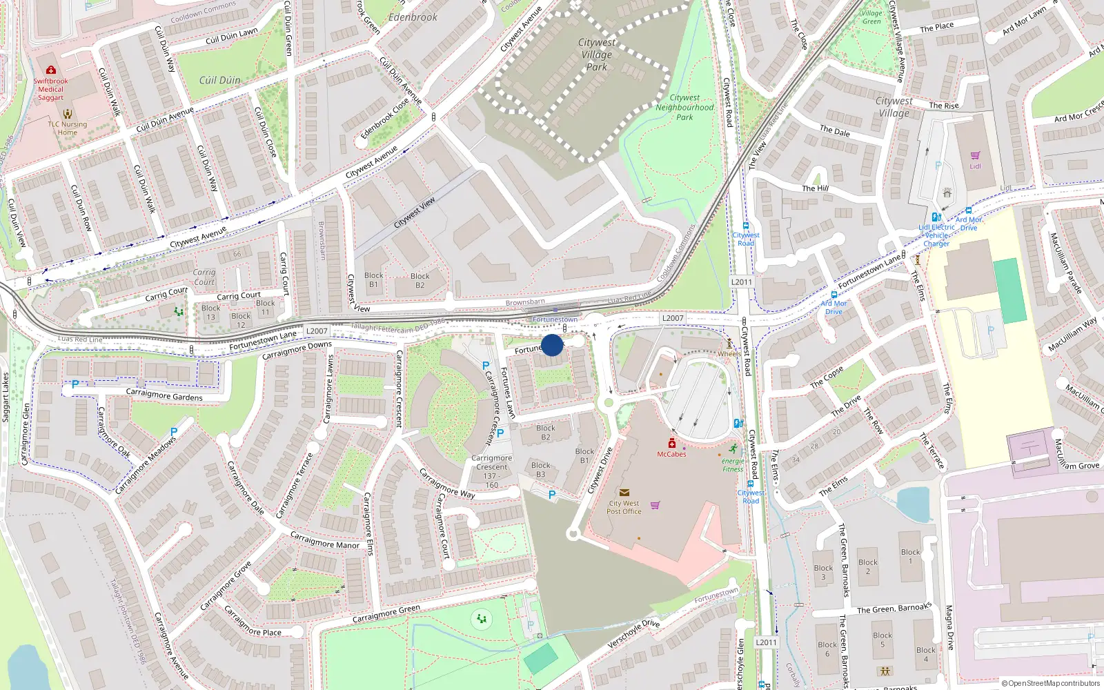 Overhead map showing the location of 10 Fortunes Walk, Citywest