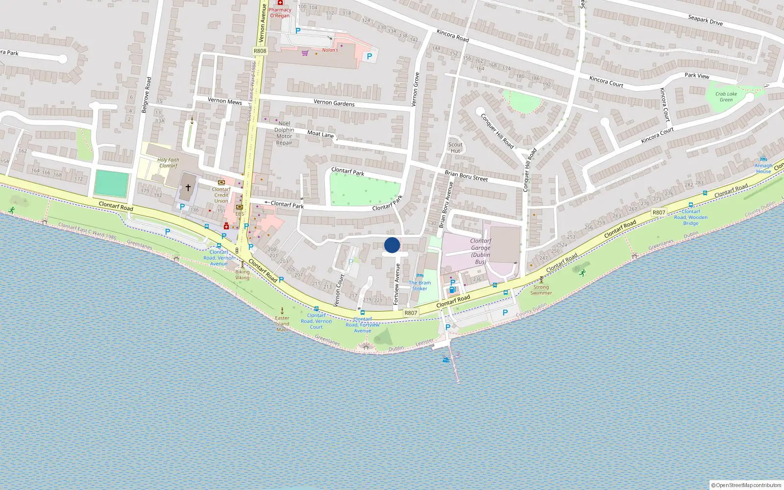 Overhead map showing the location of 10 Fortview Avenue, Dublin 3