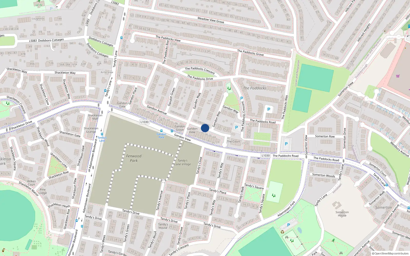 Overhead map showing the location of 10 Gandon Avenue, Lucan