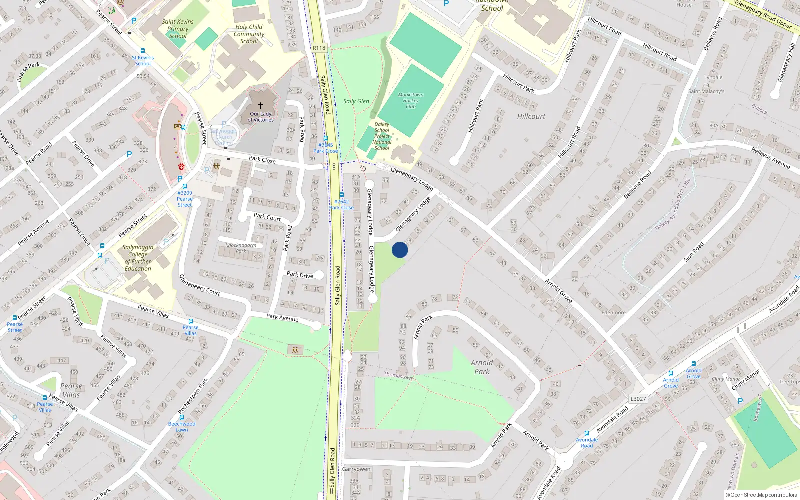 Overhead map showing the location of 10 Glenageary Lodge, Dublin