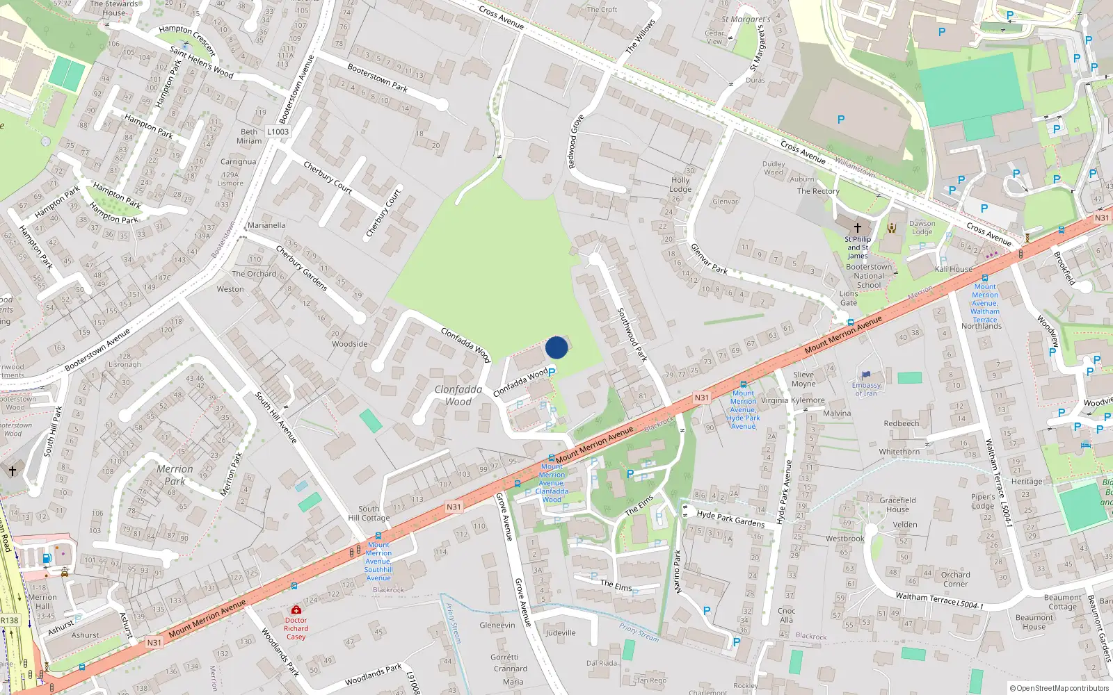 Overhead map showing the location of 10 Glenvar House, Clonfadda Wood, Blackrock
