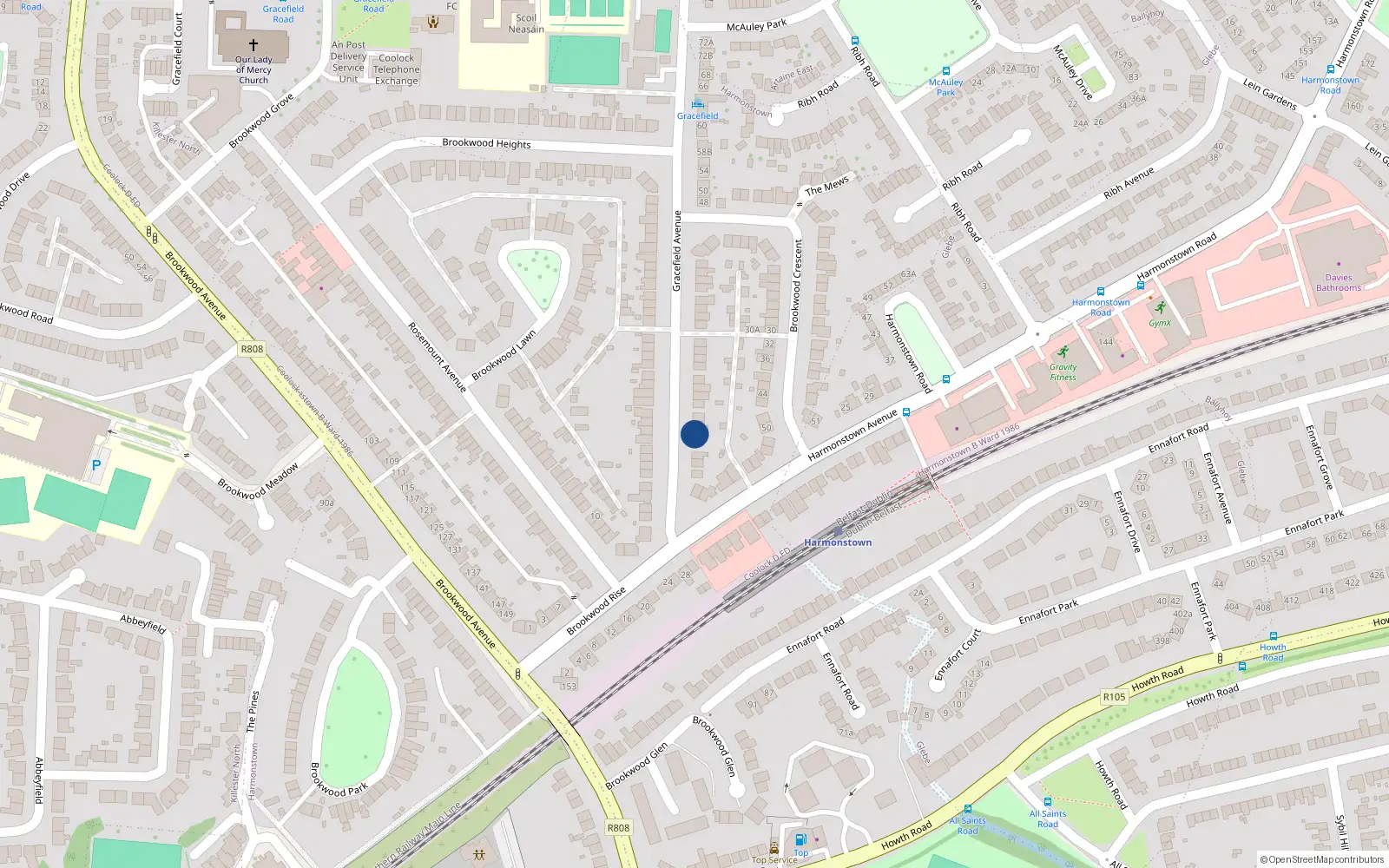 Overhead map showing the location of 10 Gracefield Avenue, Artane, Dublin 5
