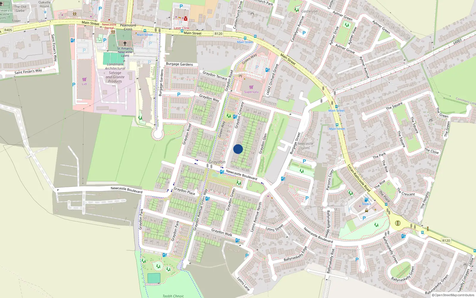 Overhead map showing the location of 10 Graydon Crescent, Newcastle