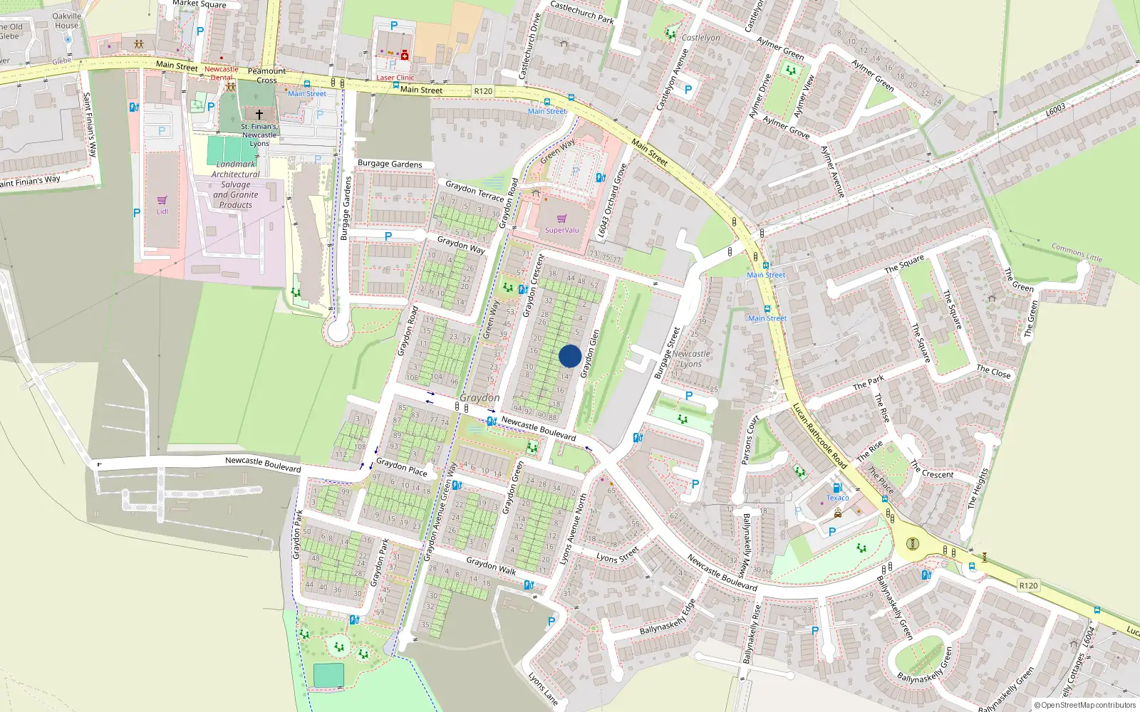Overhead map showing the location of 10 Graydon Glen, Newcastle