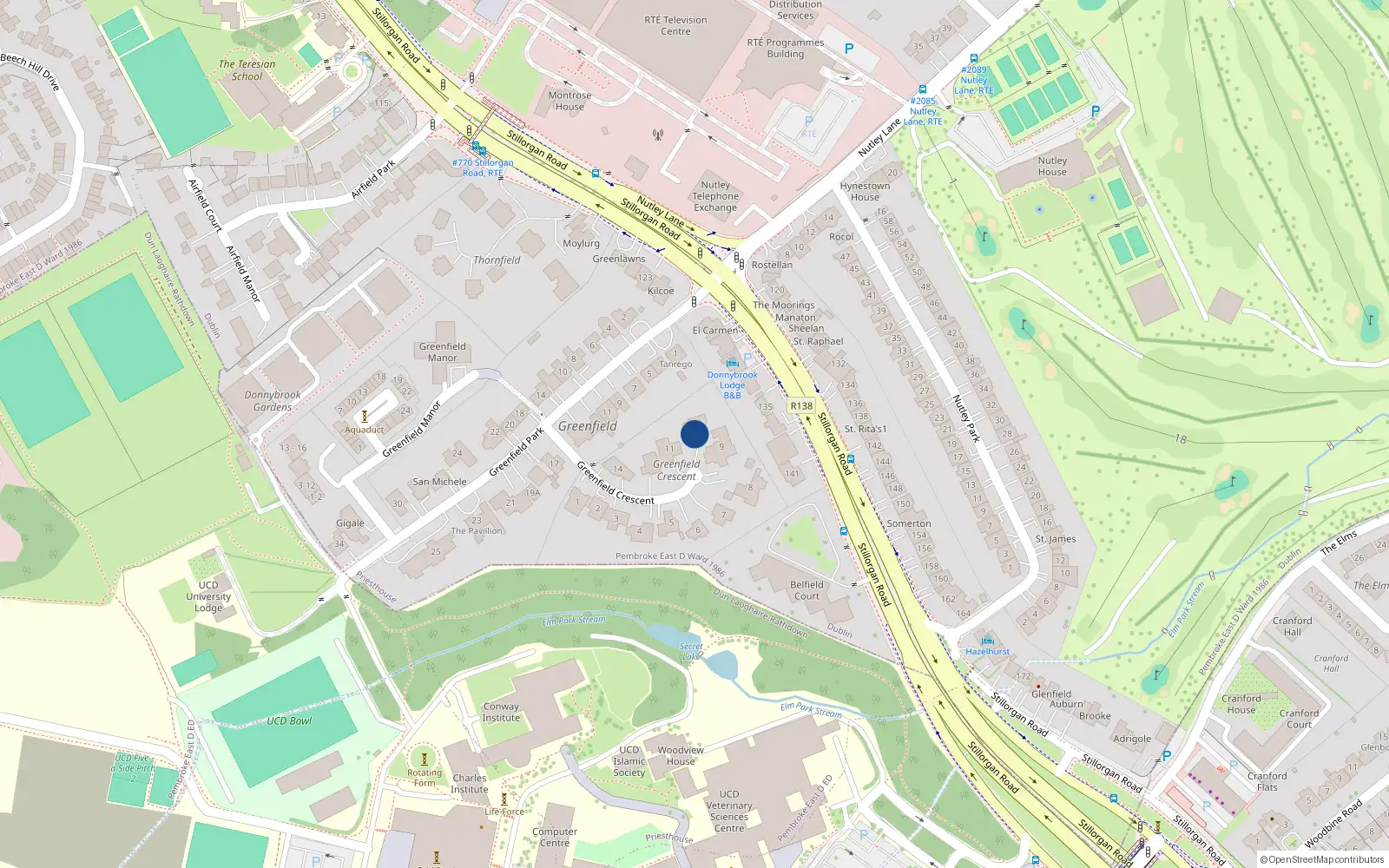 Overhead map showing the location of 10 Greenfield Crescent, Priesthouse