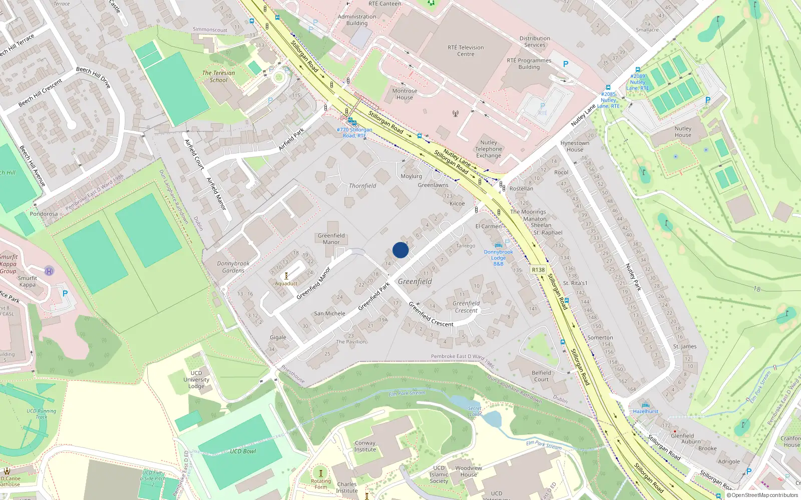 Overhead map showing the location of 10 Greenfield Park, Priesthouse