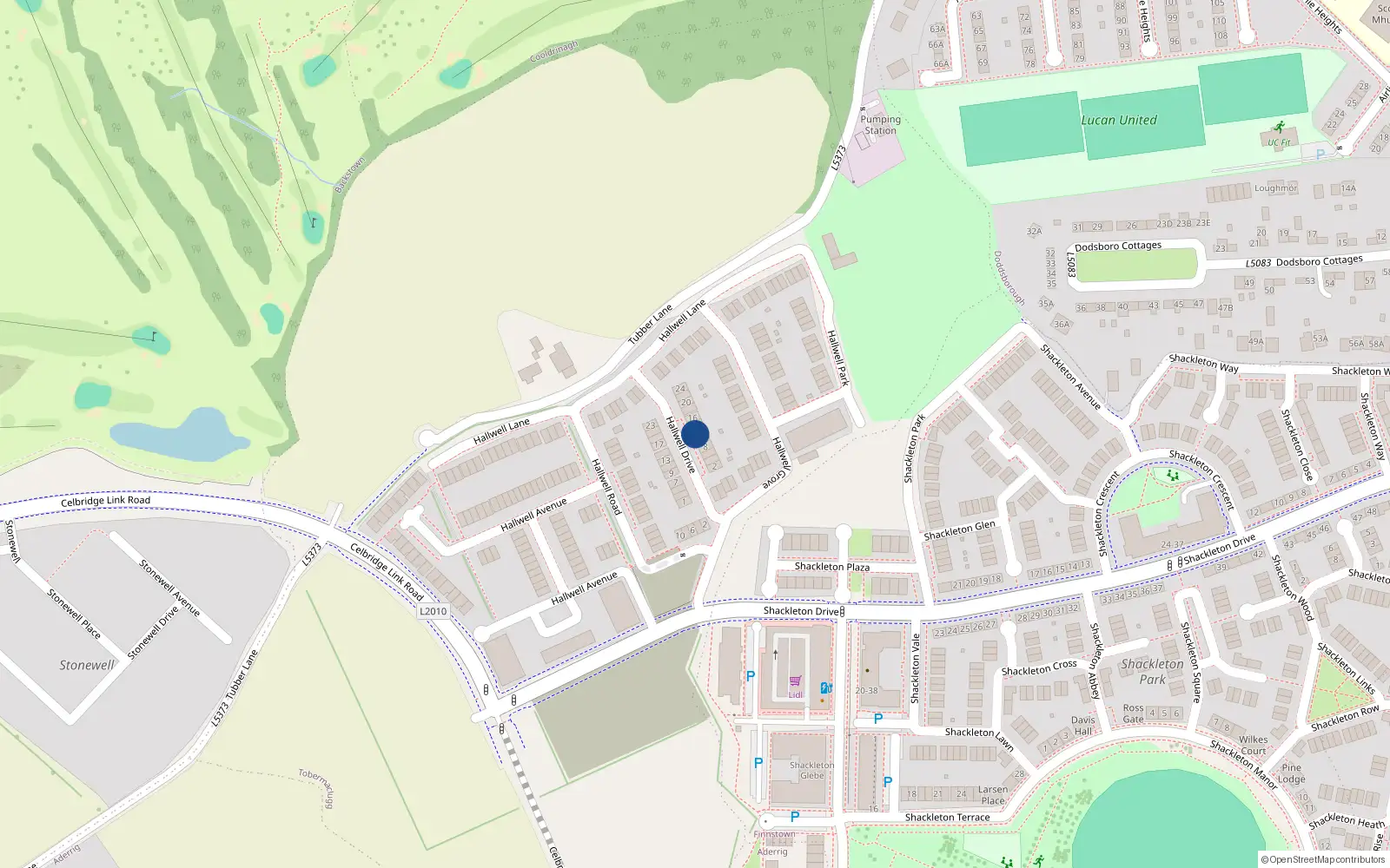 Overhead map showing the location of 10 Hallwell Drive, Lucan