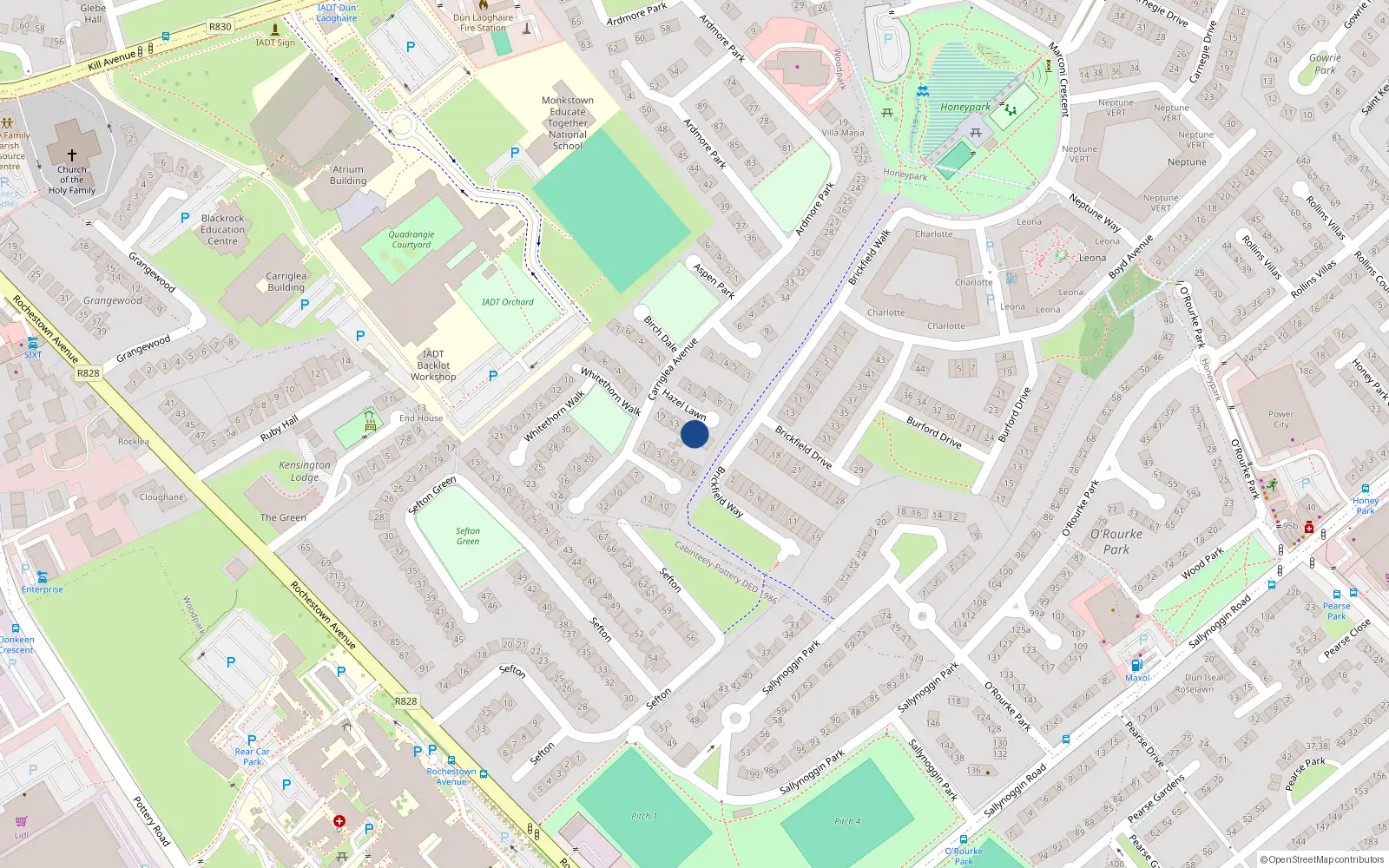 Overhead map showing the location of 10 Hazel Lawn, Co Dublin