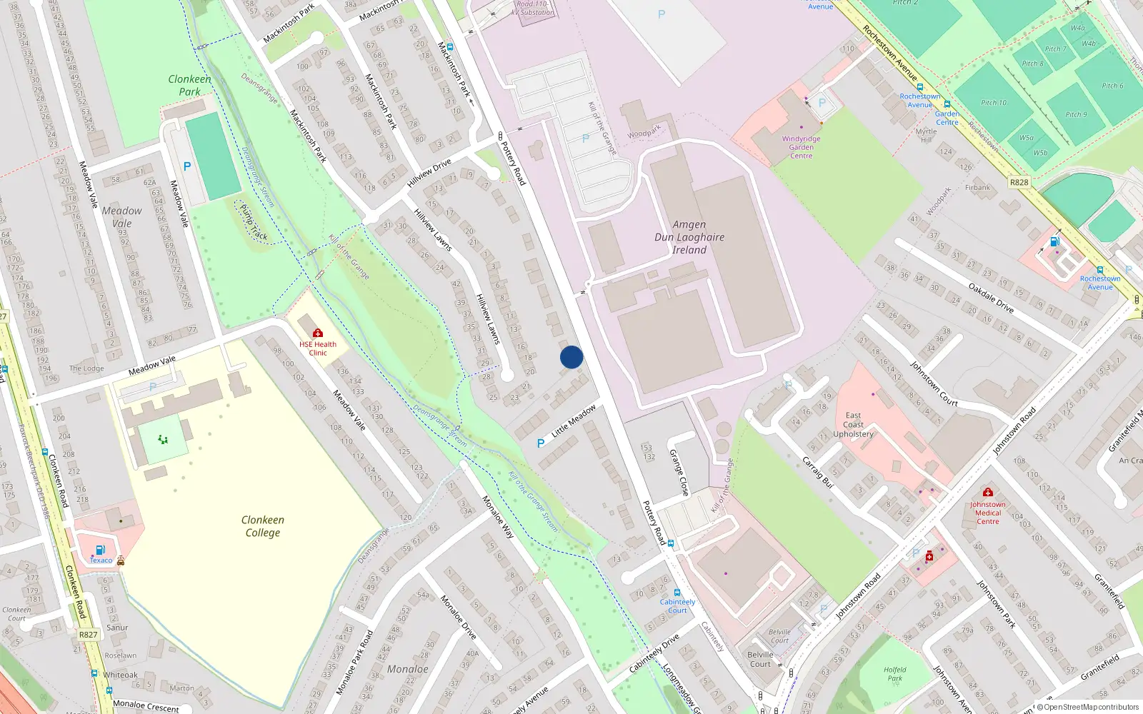 Overhead map showing the location of 10 Hillview Cottages, Pottery Road, Dun Laoghaire