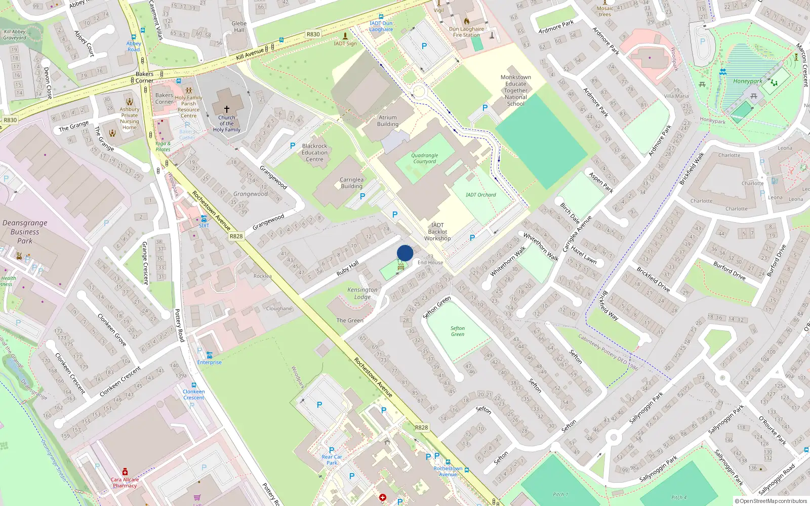 Overhead map showing the location of 10 Kensington Manor, Dun Laoghaire