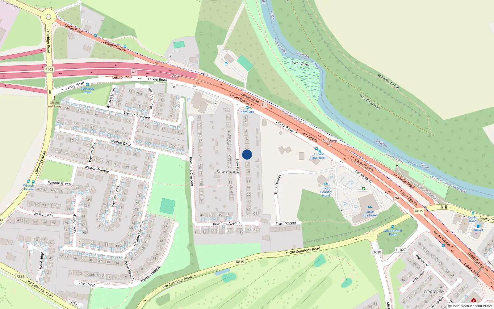 Overhead map showing the location of 10 Kew Park, Lucan