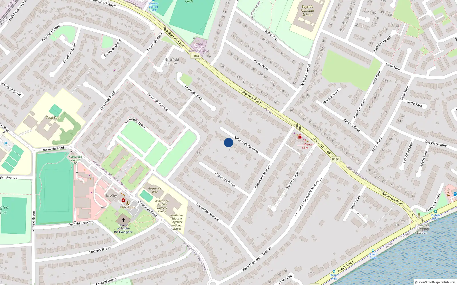 Overhead map showing the location of 10 Kilbarrack Gardens, Dublin 5