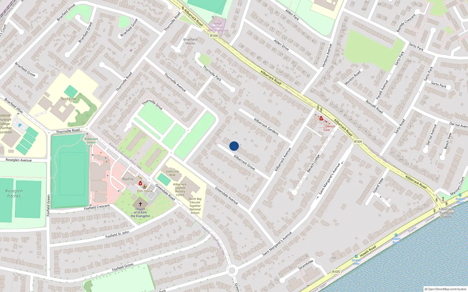 Overhead map showing the location of 10 Kilbarrack Grove, Dublin 5