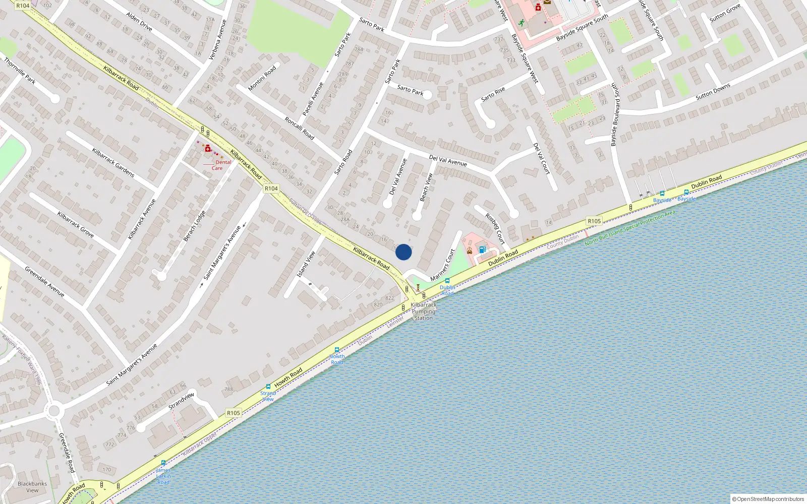 Overhead map showing the location of 10 Kilbarrack Road, Dublin 5