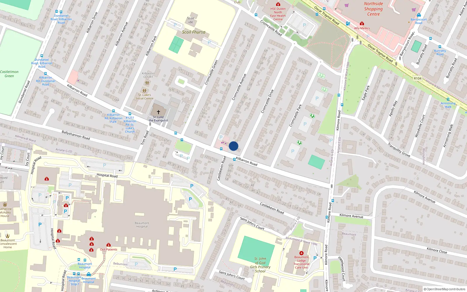 Overhead map showing the location of 10 Kilbarron Road, Dublin 5